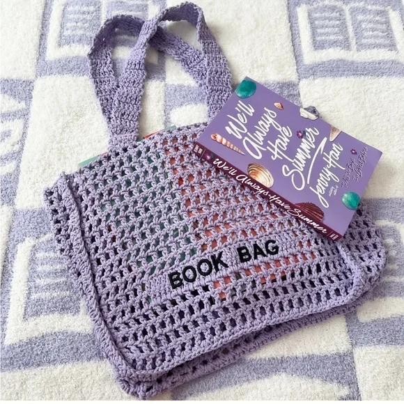 Chic Lavender Summer Crochet Tote Book Bag - Picture 3 of 6